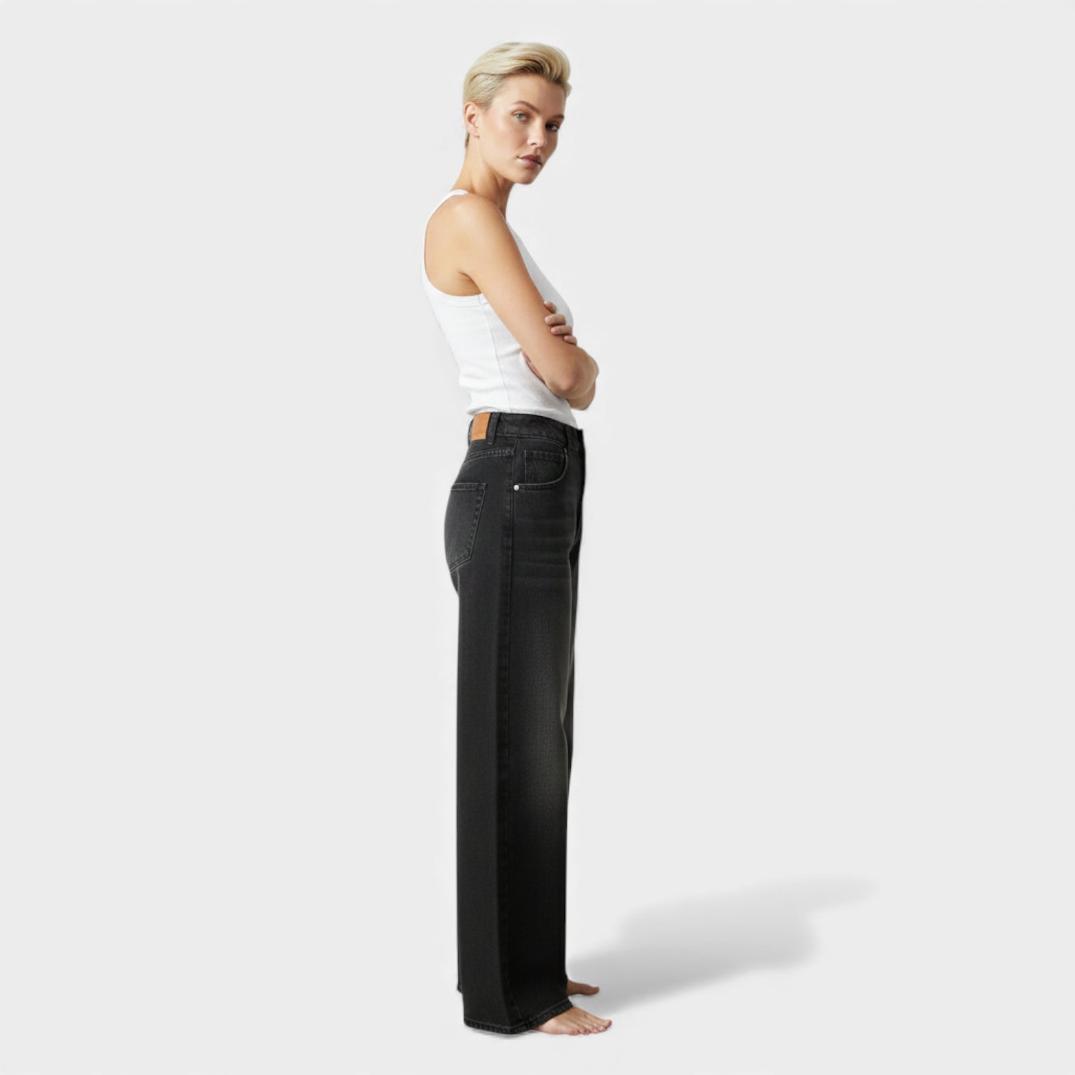 jeans cintura alta adelgazantes | ajuste holgado (loose fit) | campana