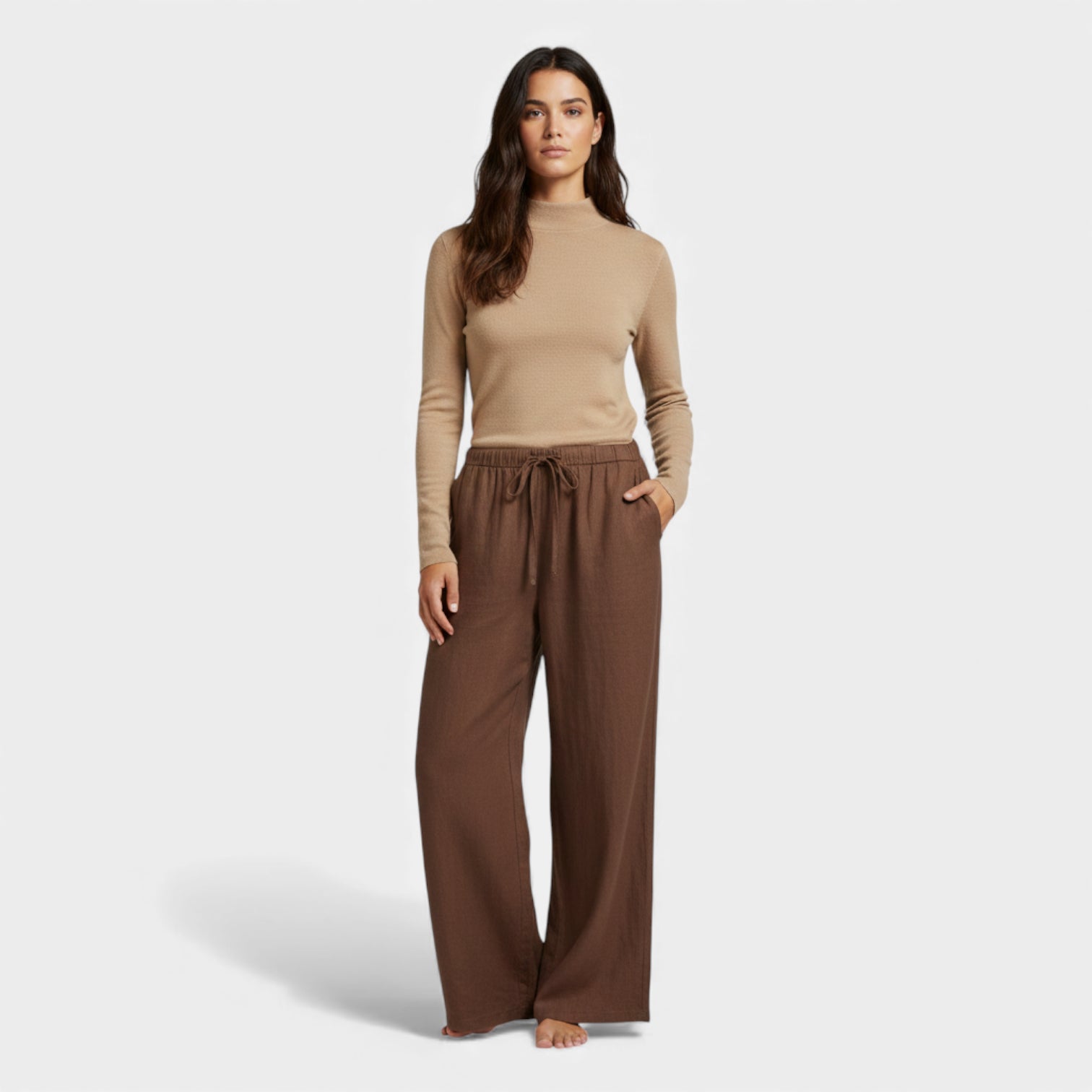 pantalón de pierna ancha elegante | talle alto | pliegues sofisticados