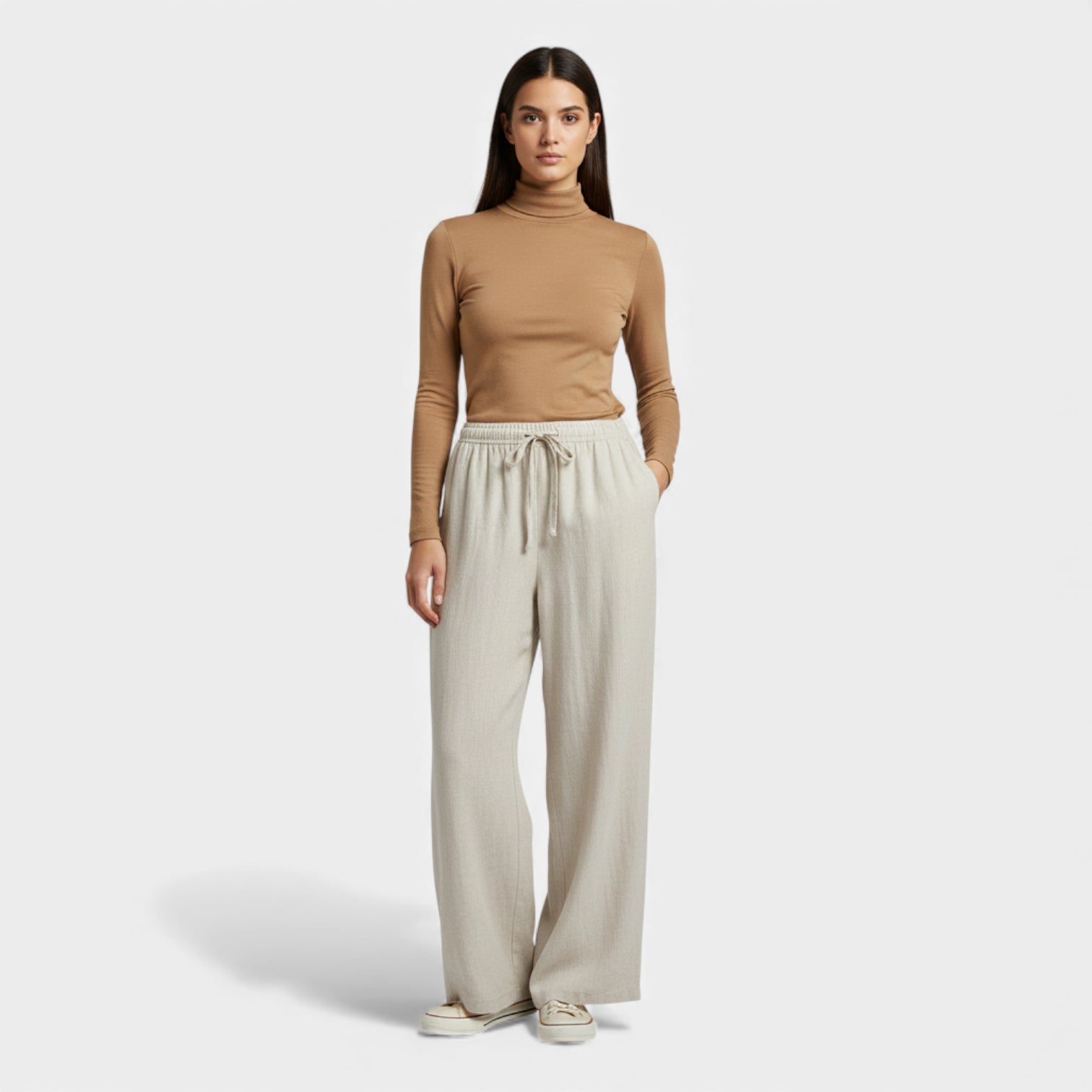 pantalón de pierna ancha elegante | talle alto | pliegues sofisticados