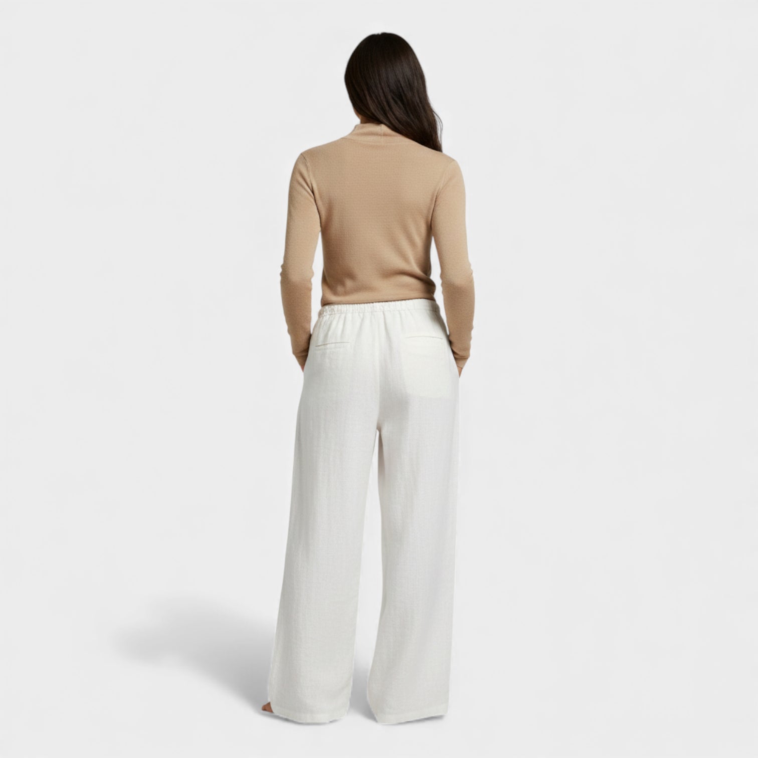 pantalón de pierna ancha elegante | talle alto | pliegues sofisticados